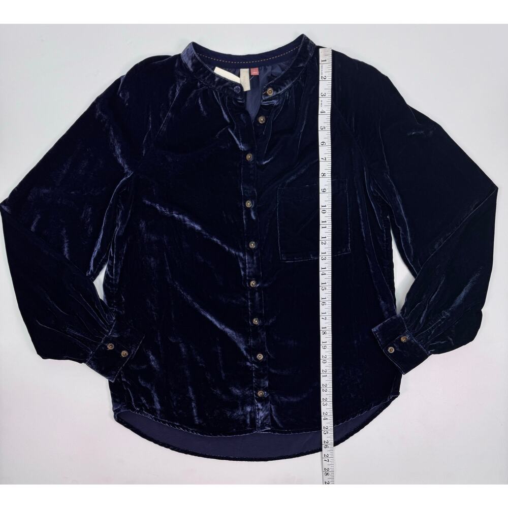 Pilcro Navy Blue Velvet Button Up Shirt Size Small NWT - Picture 8 of 12